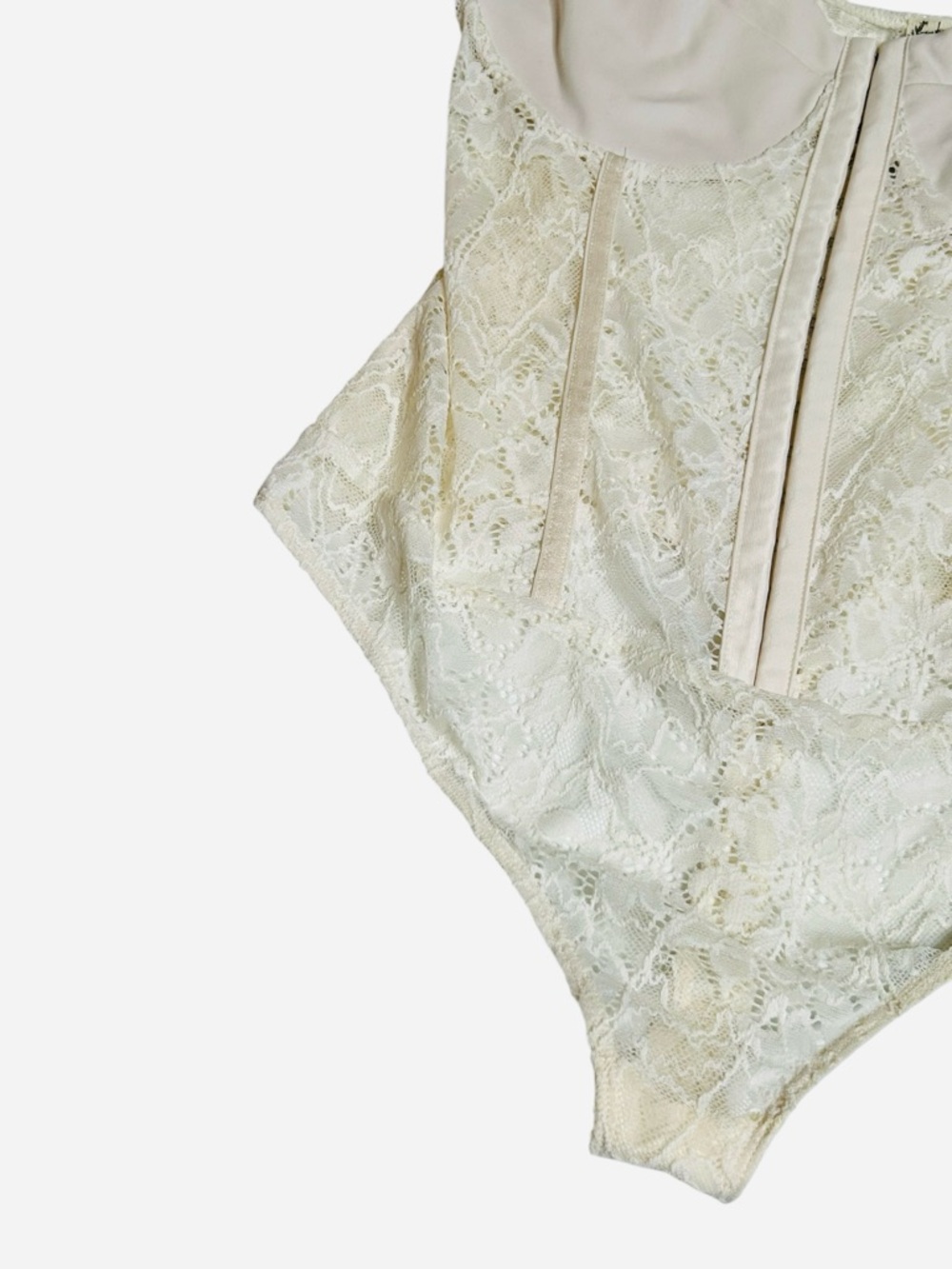 Intimately Free People Night Rhythm Lace Corset Bodysuit Ecru L NWT - Picture 5 of 13